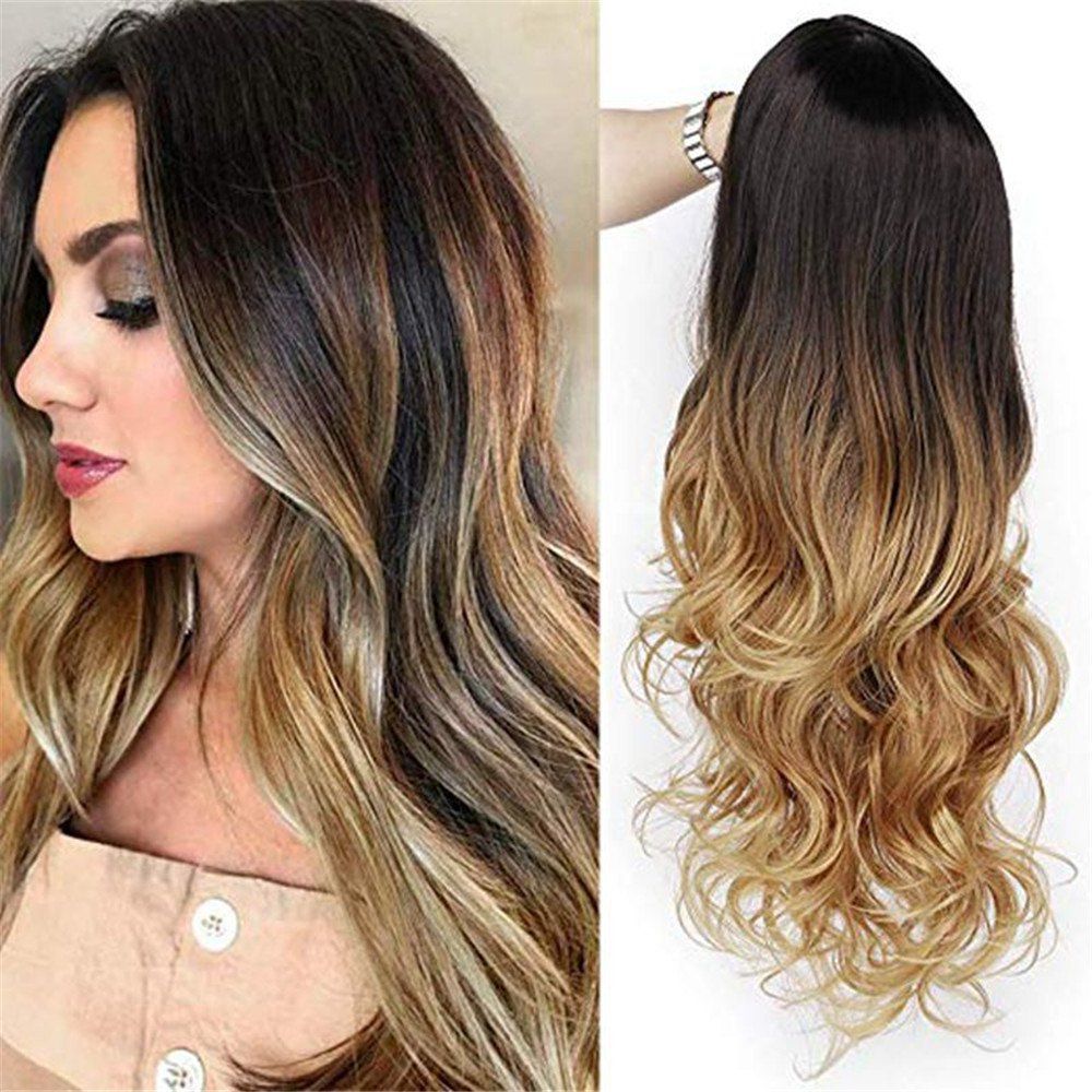 Shops Orgshine Long Wave Black  Blonde Ombre Wig Synthetic Hair  Wigs for Sexy Fashional Women Cosplay/Party- LC136  