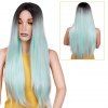 Orgshine 24inch Middle Part Long Straight Black Blue Ombre Wig Synthetic Hair  Wigs-HG209 -  