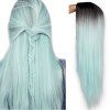 Orgshine 24inch Middle Part Long Straight Black Blue Ombre Wig Synthetic Hair  Wigs-HG209 -  