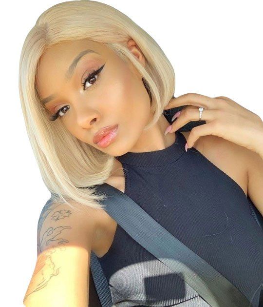 

Orgshine Bob Style Blonde Straight Lace Front Synthetic Wig  Side Part, Gold