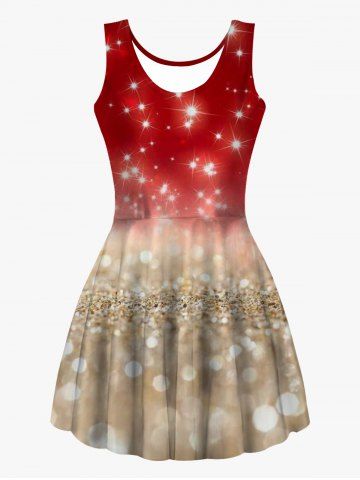 Light Spots Print Sleeveless Tank Dress - MULTI - 2XL