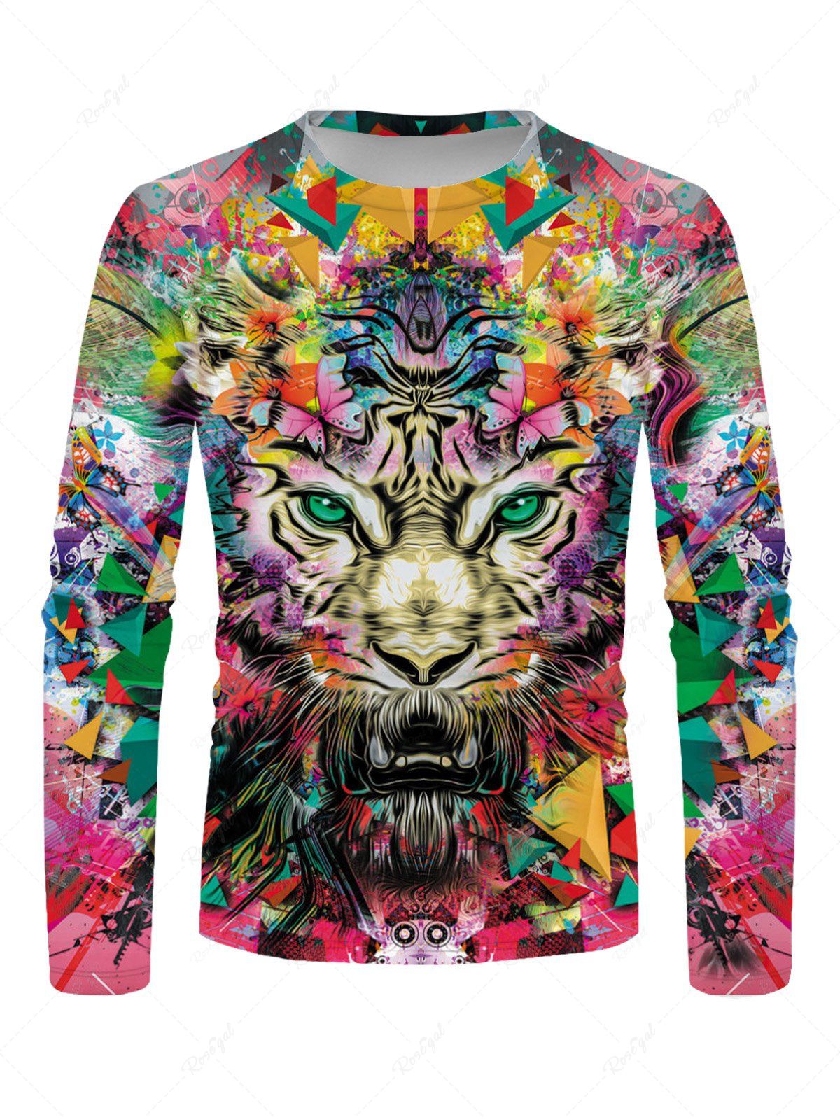 Online Colorful Tiger Graffiti Print Casual T-shirt  