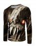 T-shirt Décontracté à Imprimé 3D Dinosaure à Manches Longues - Multi M