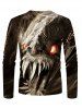 T-shirt Décontracté à Imprimé 3D Dinosaure à Manches Longues - Multi M