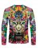 Colorful Tiger Graffiti Print Casual T-shirt -  