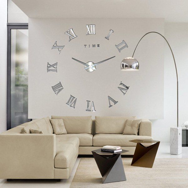 Full Digital Roman Wall Clock 3d Sticker Large Size Living Room
