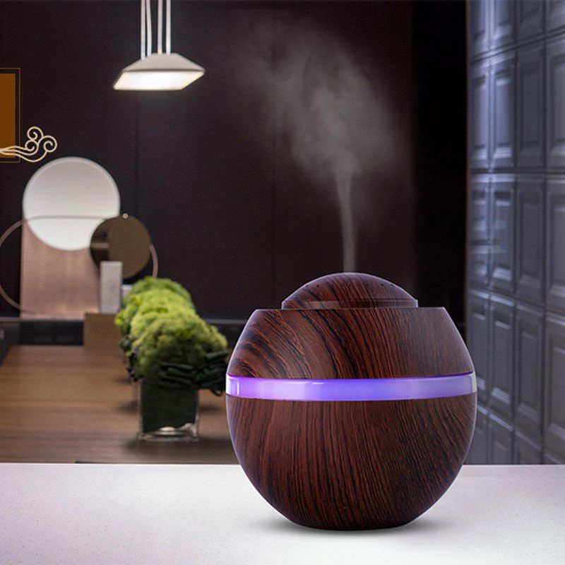 

Creative Wood Grain Aroma Humidifier USB Colorful Night Light Mini Air Purification Humidifier, Dark wood grain