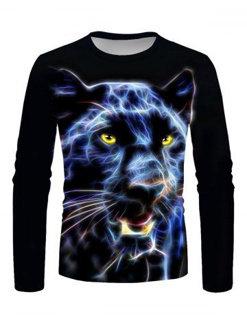 Leopard Print Casual Long Sleeve T-shirt - MULTI - 2XL