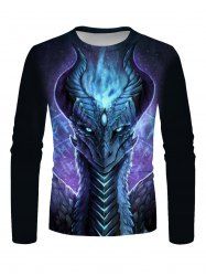 Beast Totem Galaxy Print Long Sleeve Caausl T-shirt -  