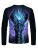 Beast Totem Galaxy Print Long Sleeve Caausl T-shirt -  