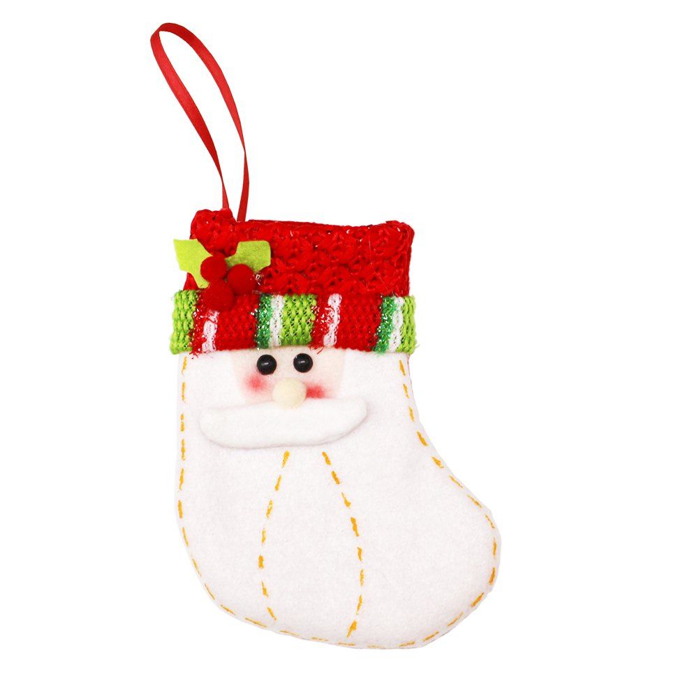

Christmas Stocking Santa Clau Snow man Pattern Decorations Goody Gift Bag, Red