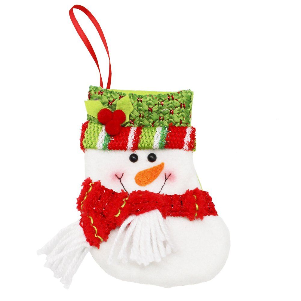 

Christmas Stocking Santa Clau Snow man Pattern Decorations Goody Gift Bag, Green