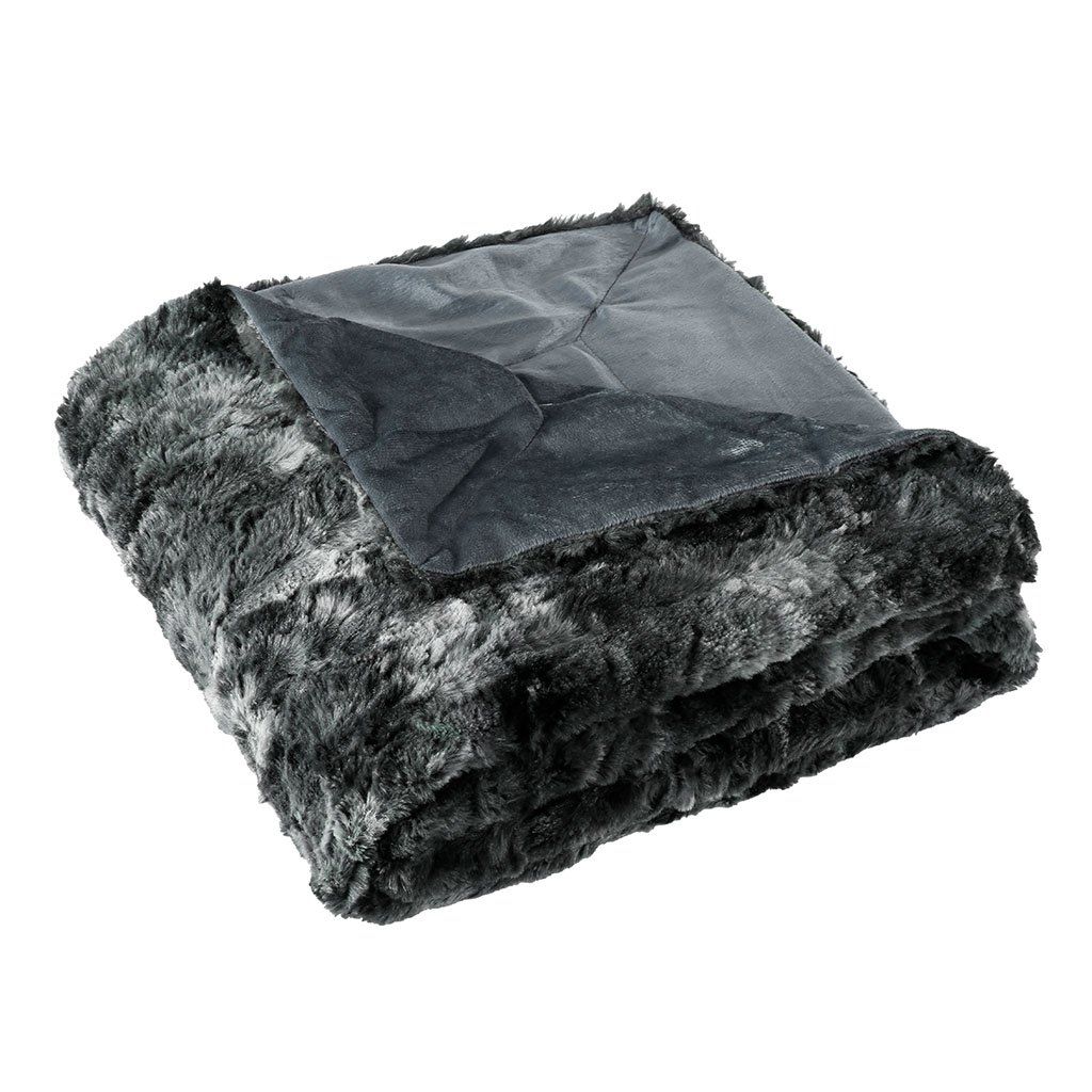 

LANGRIA Faux Fur Fleece Blanket Throw, 60" x 80", Black