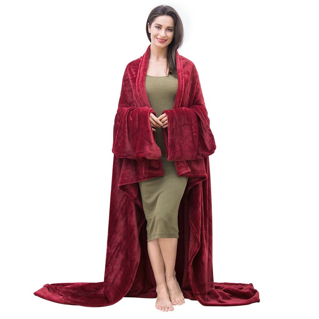 Langria Microfibre Snuggle Blanket With Sleeves And Pocket Soft Fluffy Flannel Tv Wearable For Women Men Couch Sofa Bed Langria Microfibre Snuggle Blanket With Sleeves And Pocket Soft Fluffy Flannel Tv Wearable For Women Men Couch Sofa Bed