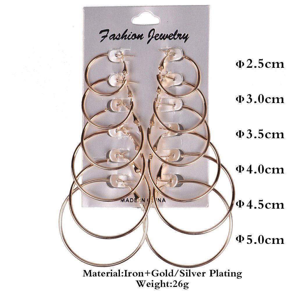 

Fashion Women Hoop Earrings Set Party Jewerly Set Jewerly Gift Big Hoop Earrings 14k Gold Earrings Women Girls Wedding Party Jewelery, #004;gold;siliver