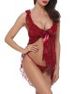 BELLZIVA Women Sexy  Lace See Through Teddy Lingerie Two Piece Babydoll Mini Bodysuit -  