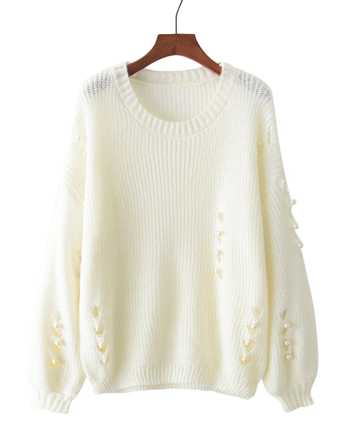 Affordable Pearl Holes Sweater  