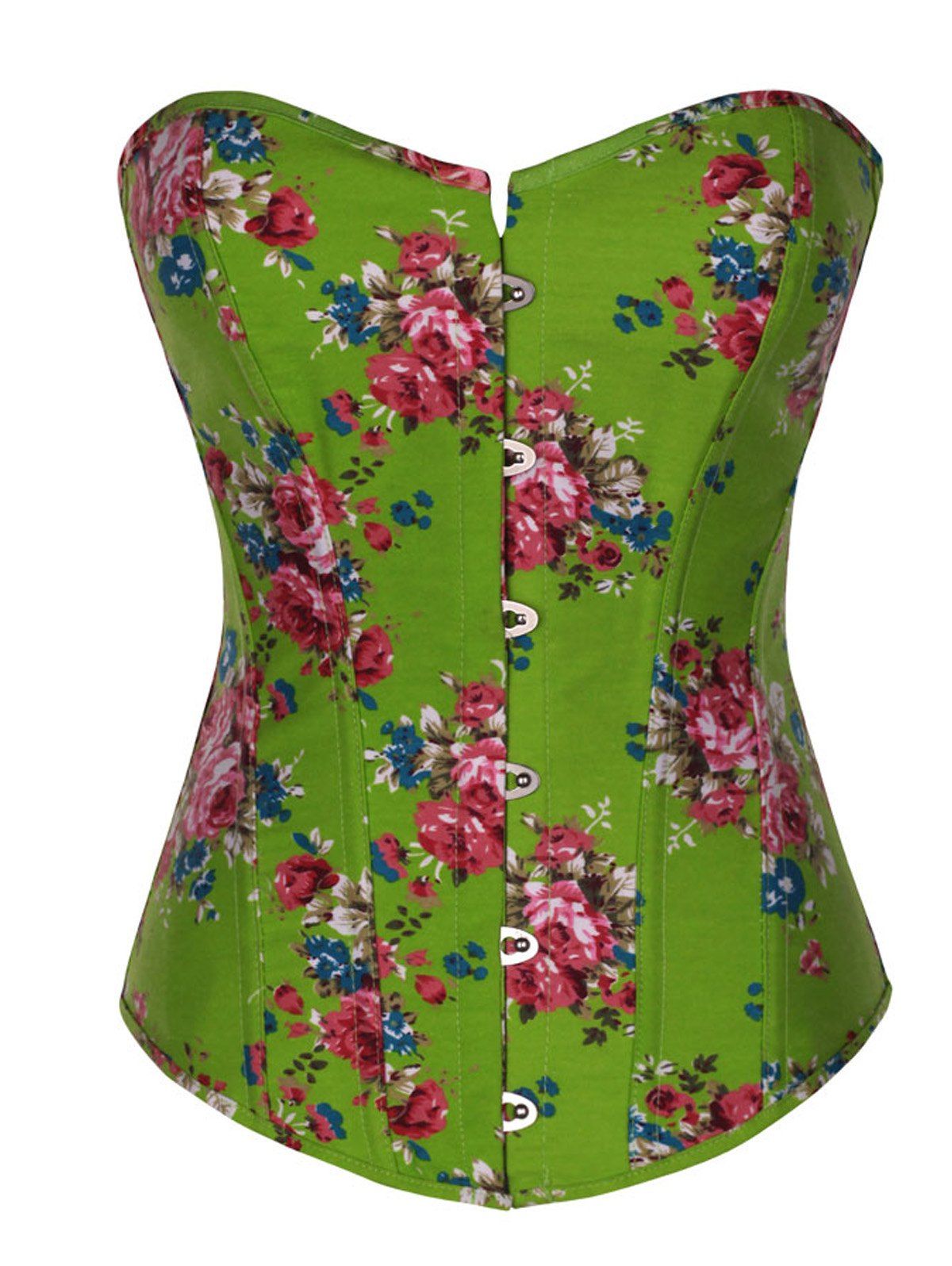 [46 OFF] Vintage Floral Denim Corset Bustier Top Rosegal