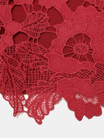 

Hollow Lace Short Sleeves Slim Dress, Deep red