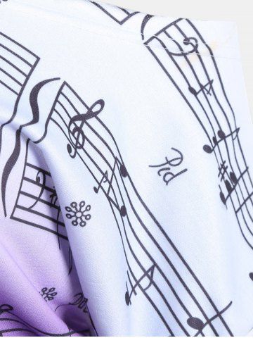 

Personality Gradually Change Color Note Printing Loose Long Sleeve Top, Purple