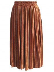 Womens Velvet Sunray Pleats A Line Elegant Skirt -  