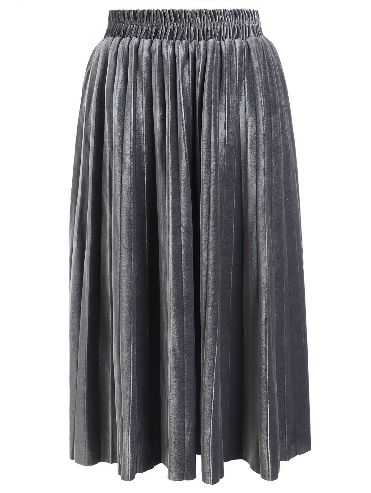 Outfit Womens Velvet Sunray Pleats A Line Elegant Skirt  