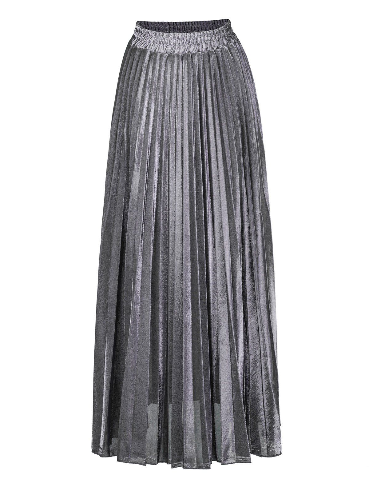 [30% OFF] Womens Lurex Sunray Pleats A Line Skirt | Rosegal