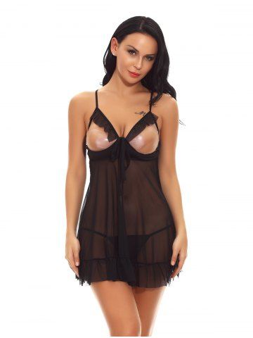 

Strap Leaking Chest Fun Sexy Nightdress, Black