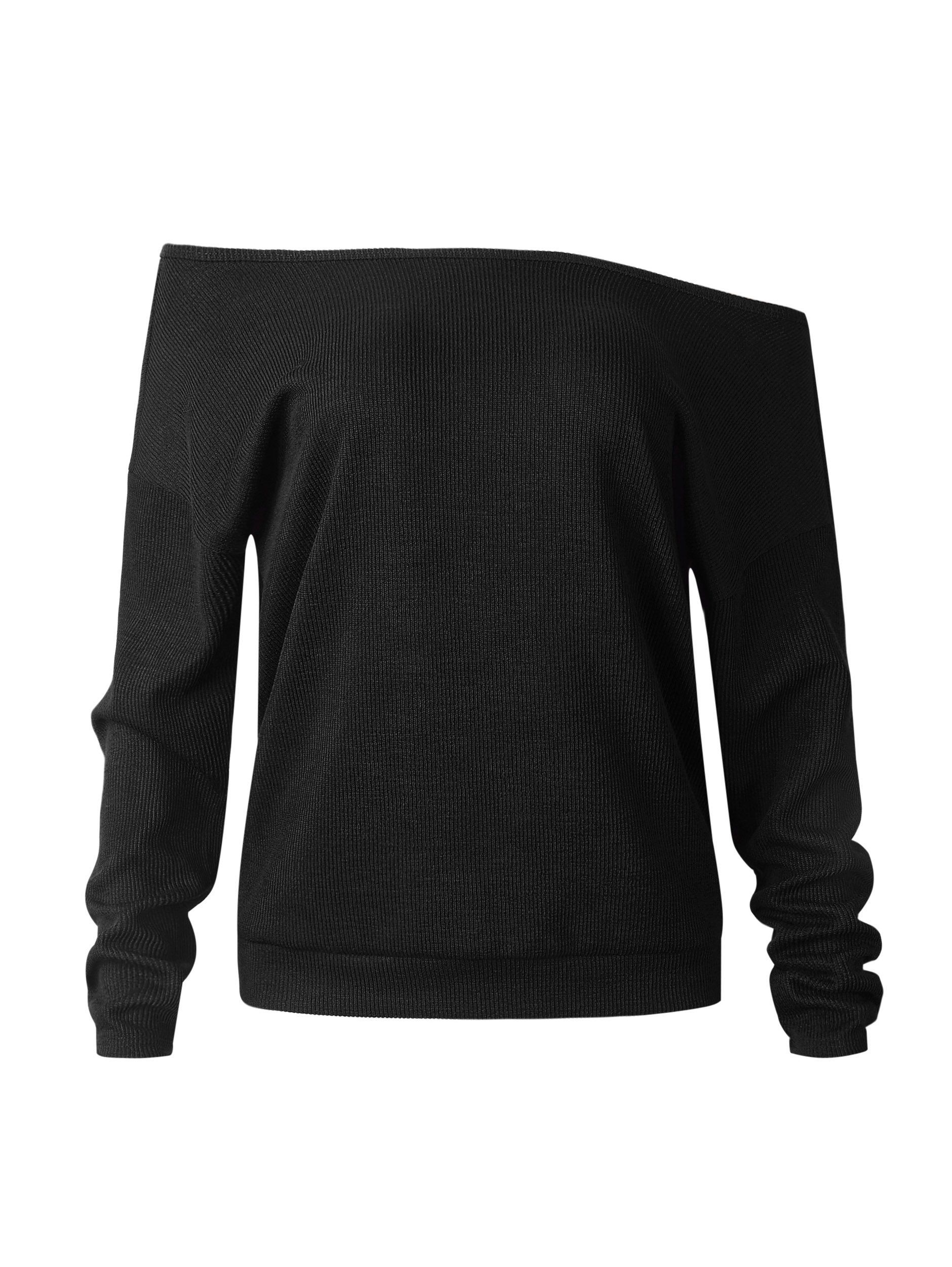 

Off-the-shoulder sexy long-sleeve sweater, Black