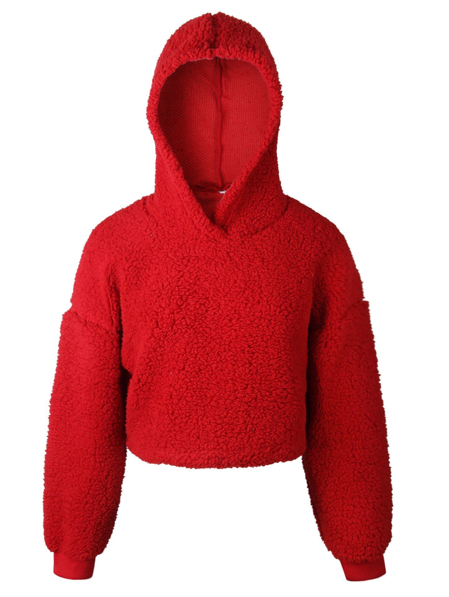 

Crop tops Hooded hoodies plush tops, Red
