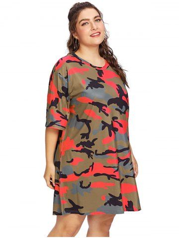 

Plus Size Camouflage Casual Short Sleeve T-shirt, Acu camouflage
