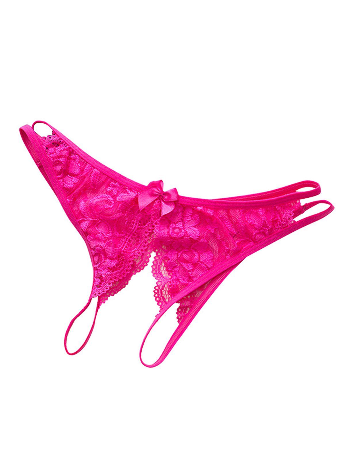 

Sexy Crotch Transparent Temptation Lace T-pants Underwear, Rose red
