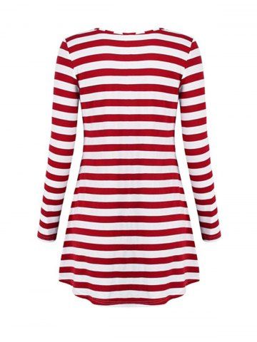 

Christmas Print Stripe Casual Dress, #002