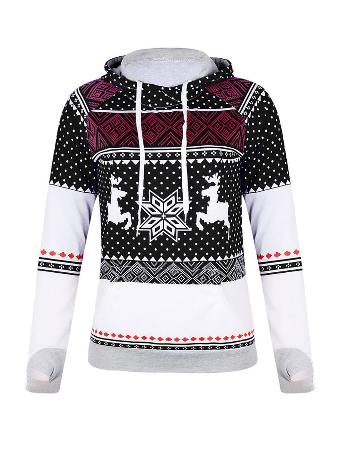 

Christmas Print Zip Pocket Hoodie, Black