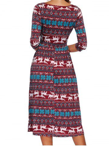 

Christmas Fawn Print Pocket Dress, Multi-a