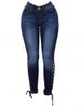 Womens Fashion High Waist Jeans Bandages Elastic Slim Body Jeans -  