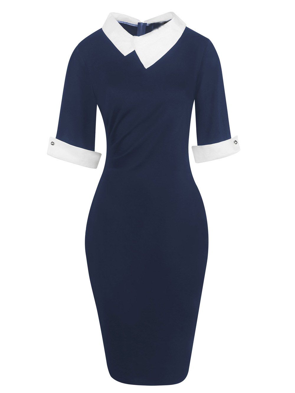 

Half Sleeve Lapel Pencil Dress, Deep blue