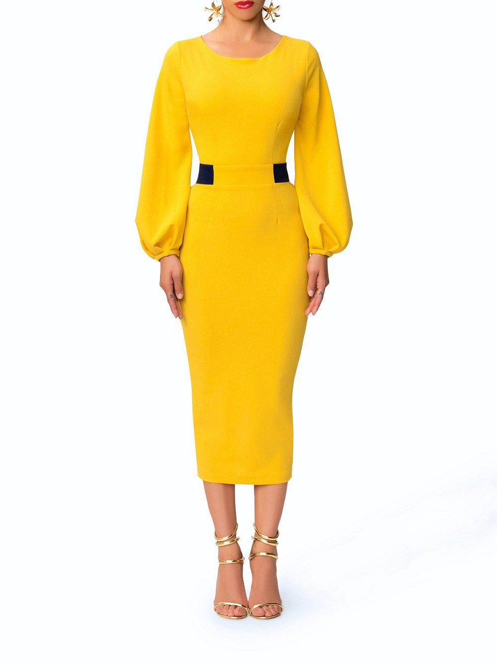

Sexy Back Slit Bodycon Dress, Yellow