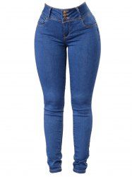 Women Classic Slimming Butt Lift Stretch Skinny Denim Jeans - Bleu L