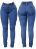 Women Classic Slimming Butt Lift Stretch Skinny Denim Jeans - Bleu L