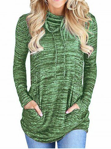 

Womens Cowl Neck Long Sleeve Pocket Casual Tunic Sweatshirts T-shirt, Green