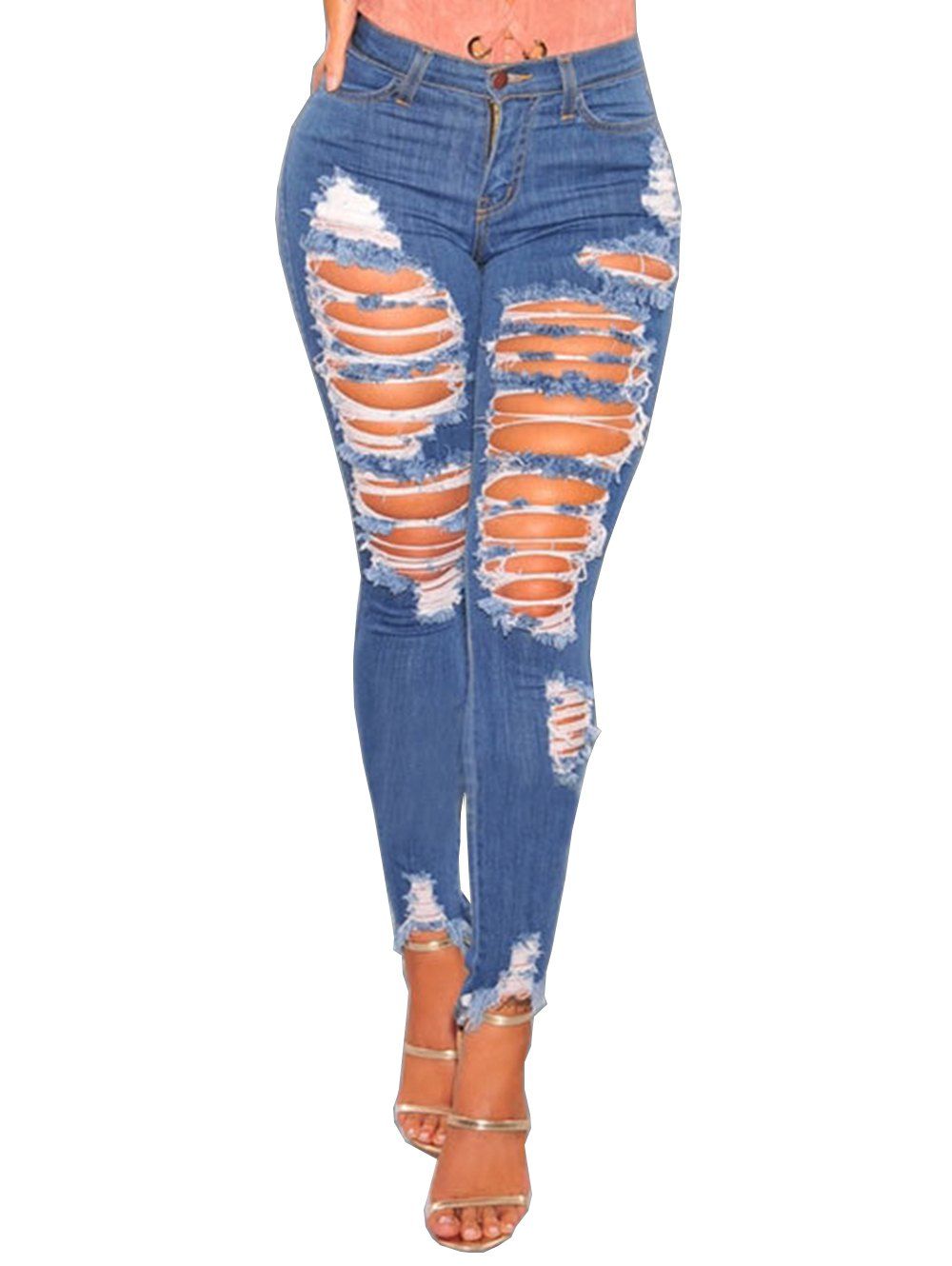 extreme distressed skinny jeans