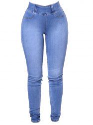 Womens Fashion Slim Fit Stretchy Skinny Jeans - Bleu clair XL