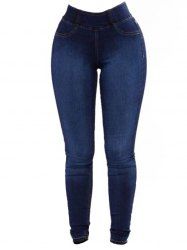 Womens Fashion Slim Fit Stretchy Skinny Jeans - Bleu profond L