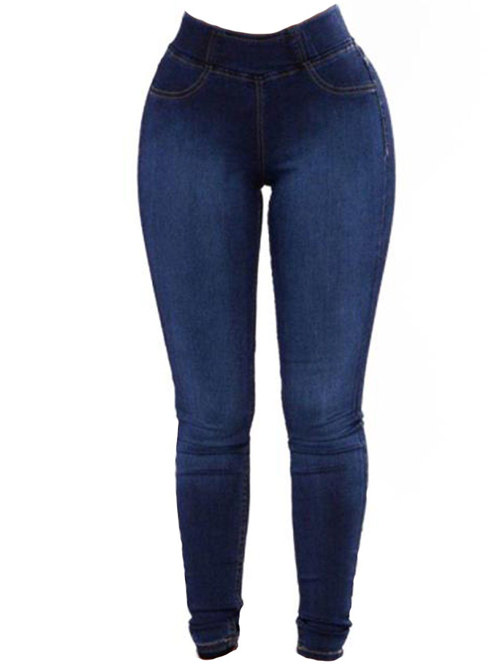 Womens Fashion Slim Fit Stretchy Skinny Jeans Bleu profond 3XL