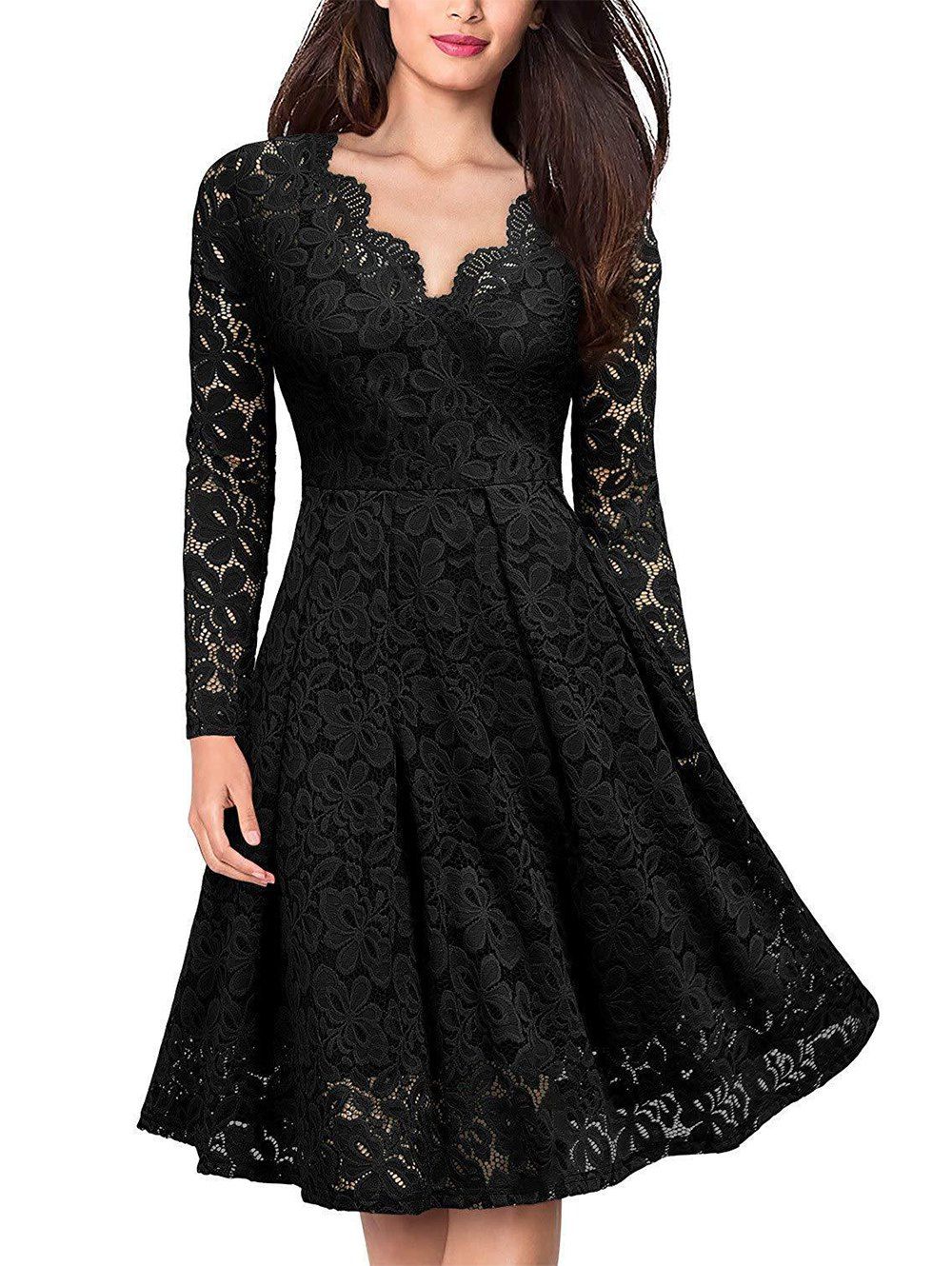 lace sleeve swing dress