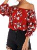 Women Casual Floral Print Long Sleeve Chiffon Shirt Blouse Tops -  