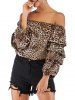 Women Leopard print Floral Print Long Sleeve Chiffon Shirt Blouse Tops -  