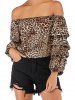 Women Leopard print Floral Print Long Sleeve Chiffon Shirt Blouse Tops -  