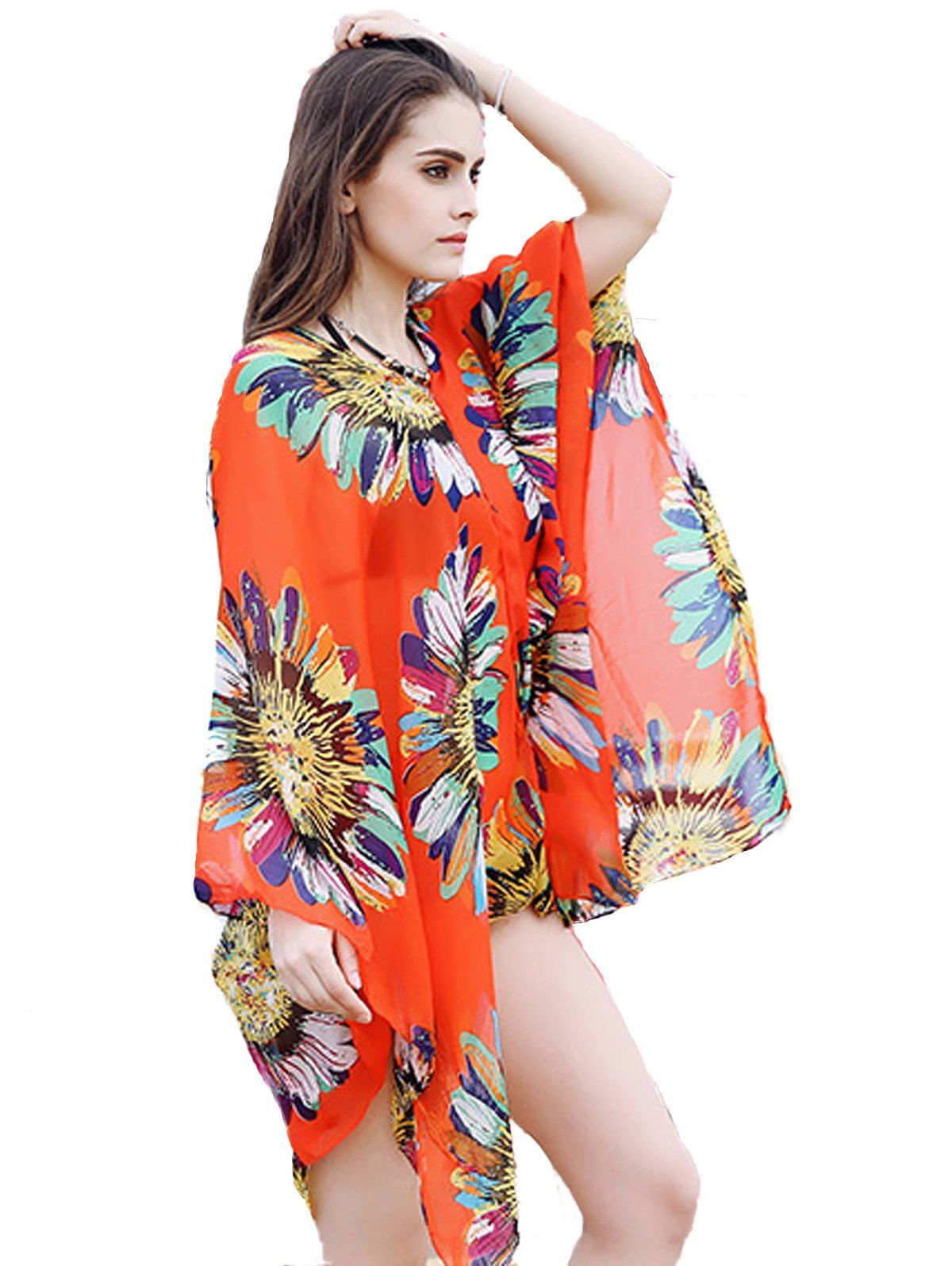 

Bohemian Print Sunscreen Beach Blouse, Orange